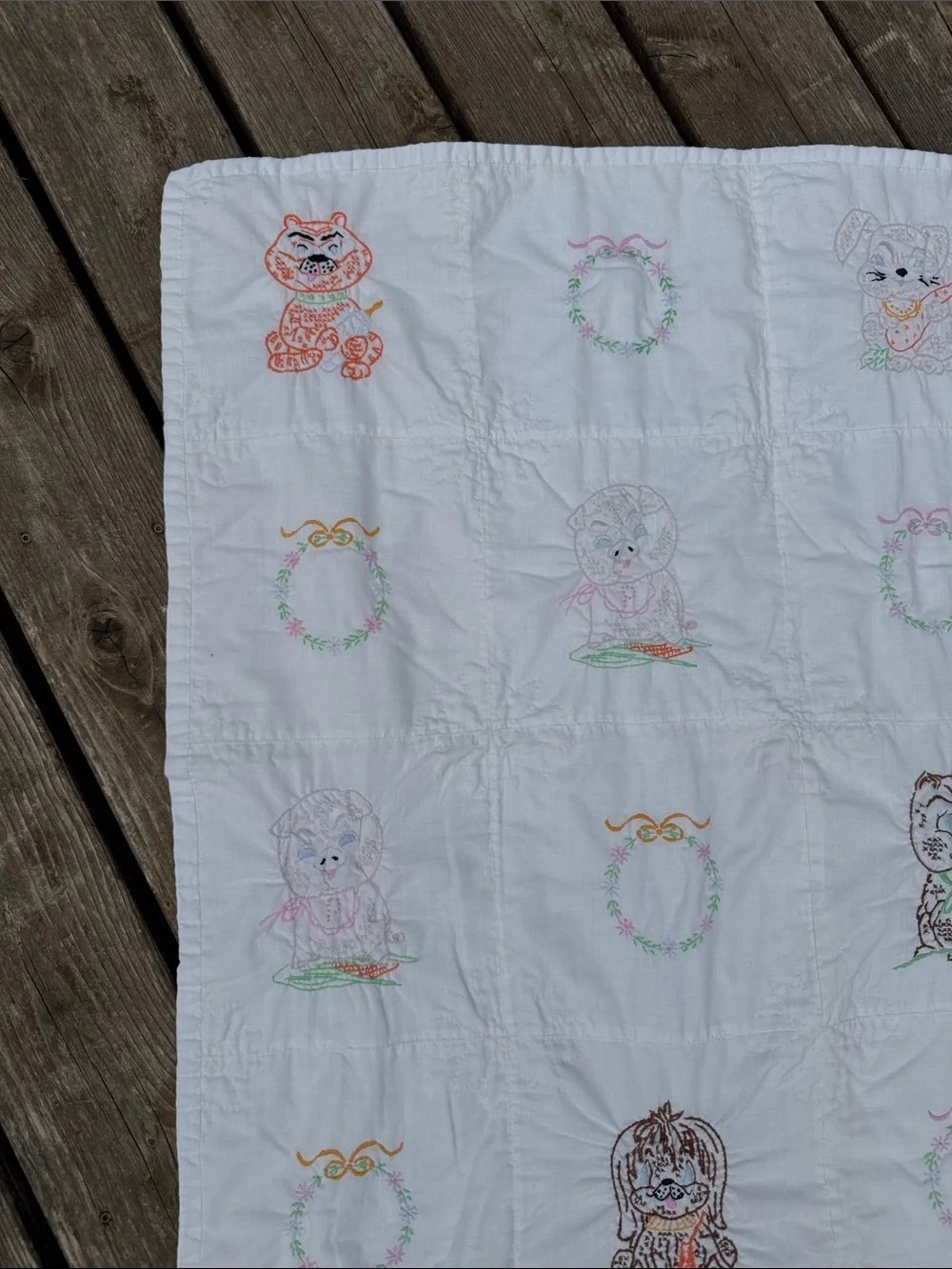 Vintage embroidered baby blanket